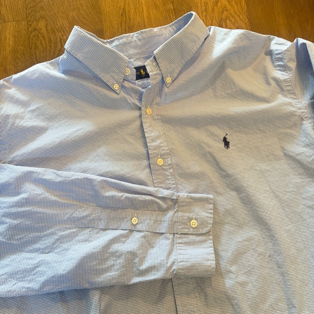 Modern Authentic Mens Polo Ralph Lauren Small Pony Embroidered Gingham Button Up